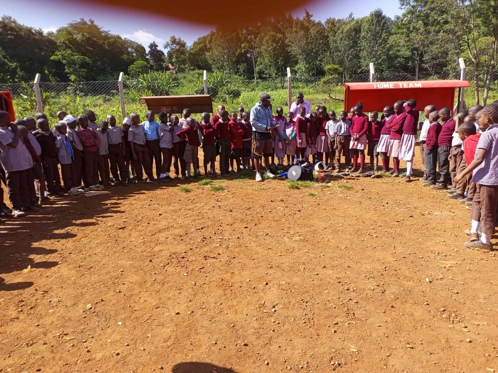 School kids, one field