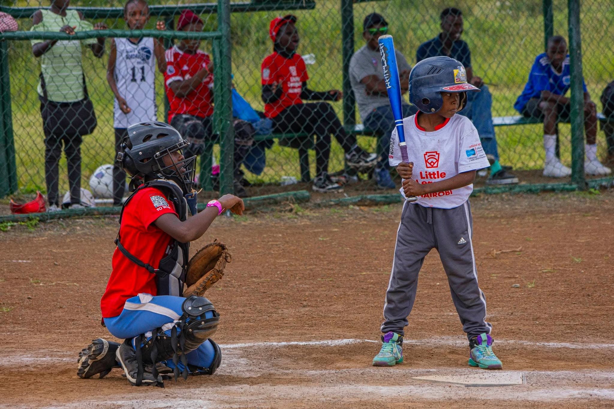 A young Kibagare Angels batter at home plate